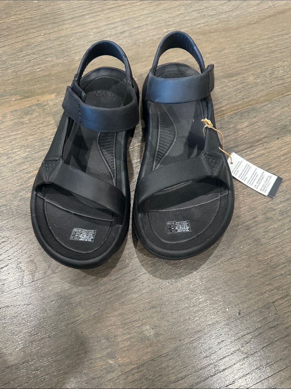 Youth Adjustable Black Sport Sandals with Secure Hook-and-Loop Straps
